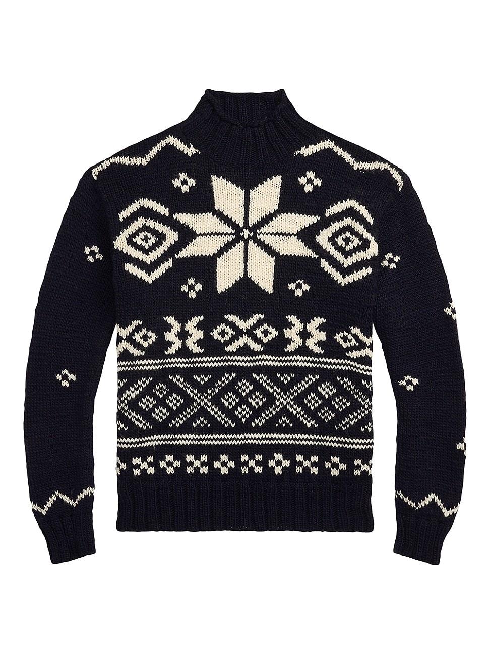 Mens Snowflake Wool Turtleneck Sweater Product Image