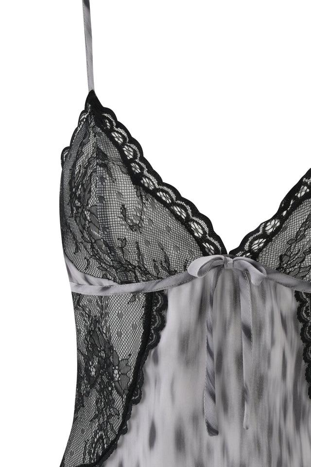 COLETTE LACE PANEL MINI SKIRT - SNOW LEOPARD Product Image