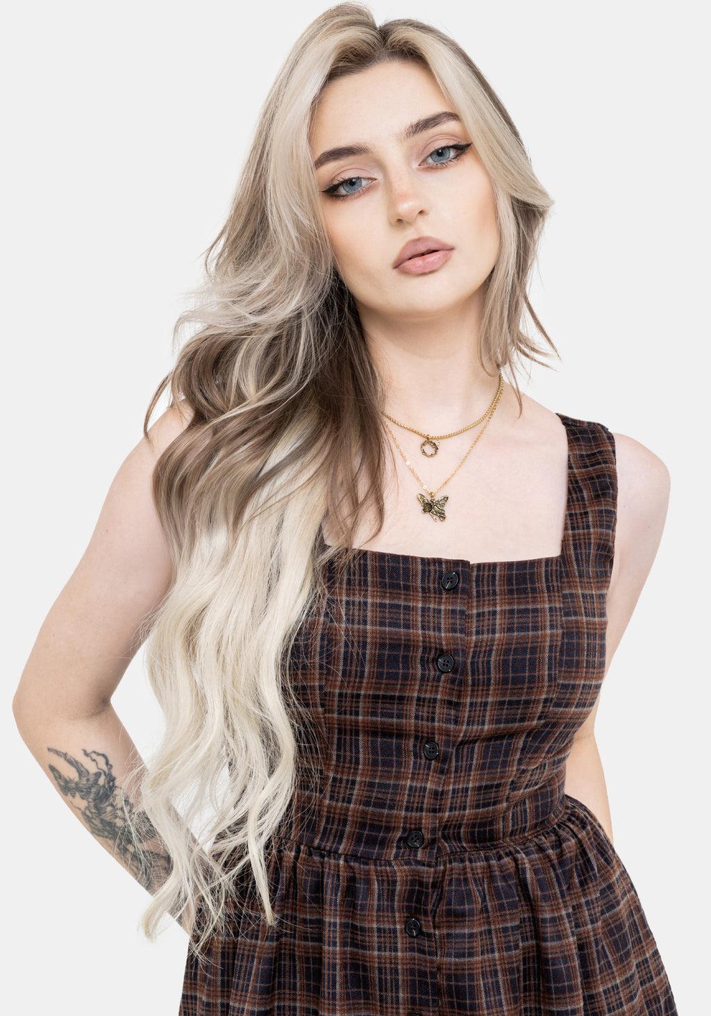 Embla Check High Low Midaxi Dress Product Image