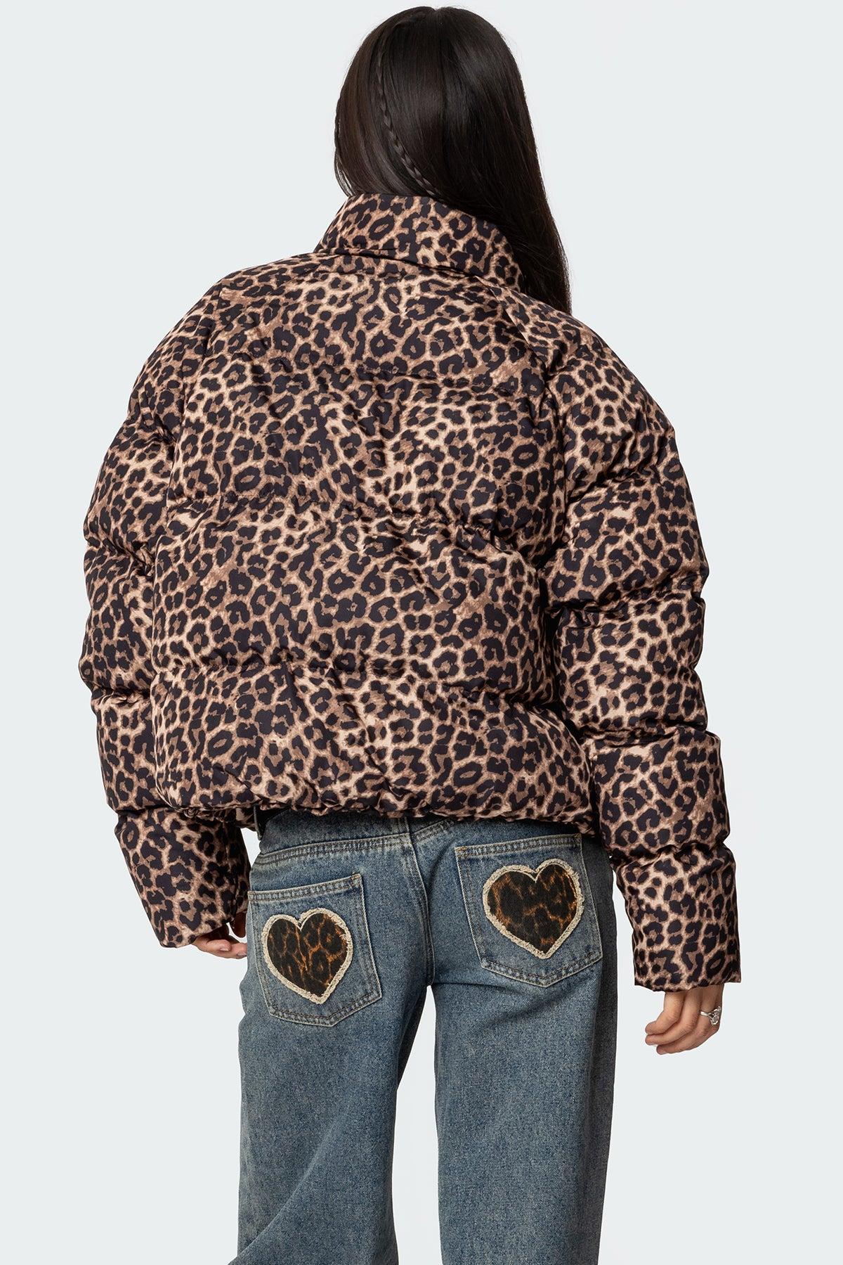 Dalya Leopard Printed Puffer Jacket Product Image