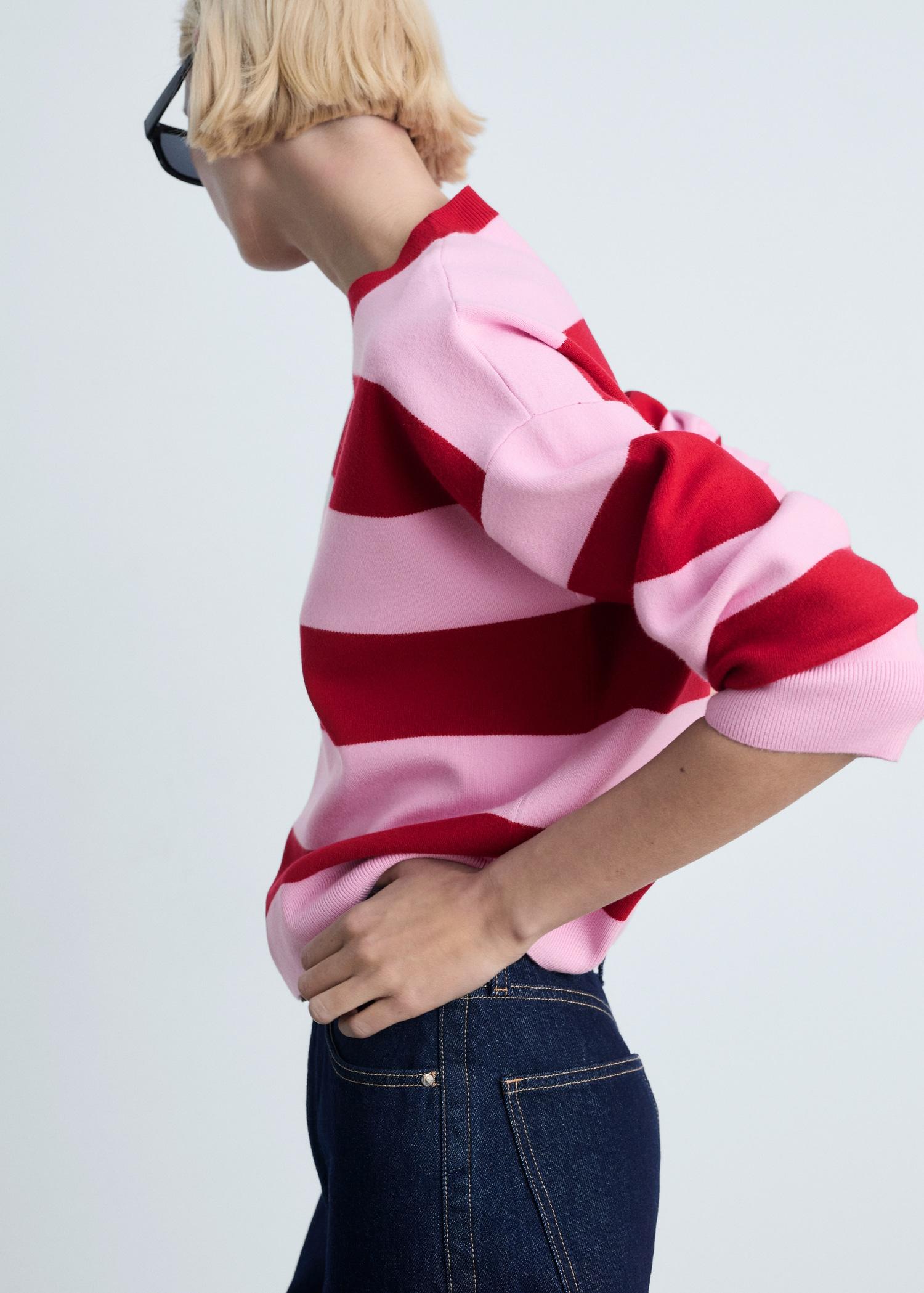 Round-neck striped sweater - Women | MANGO USA Product Image