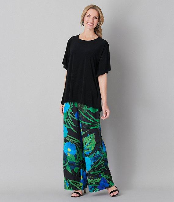 Caroline Rose Stretch Knit Scoop Neck 3/4 Sleeve Caftan Top Product Image