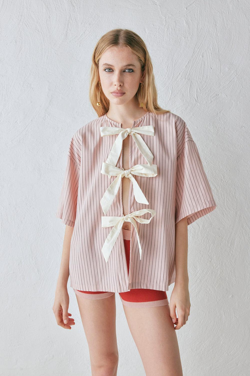 Naomi Smock Top Pink Stripe Product Image
