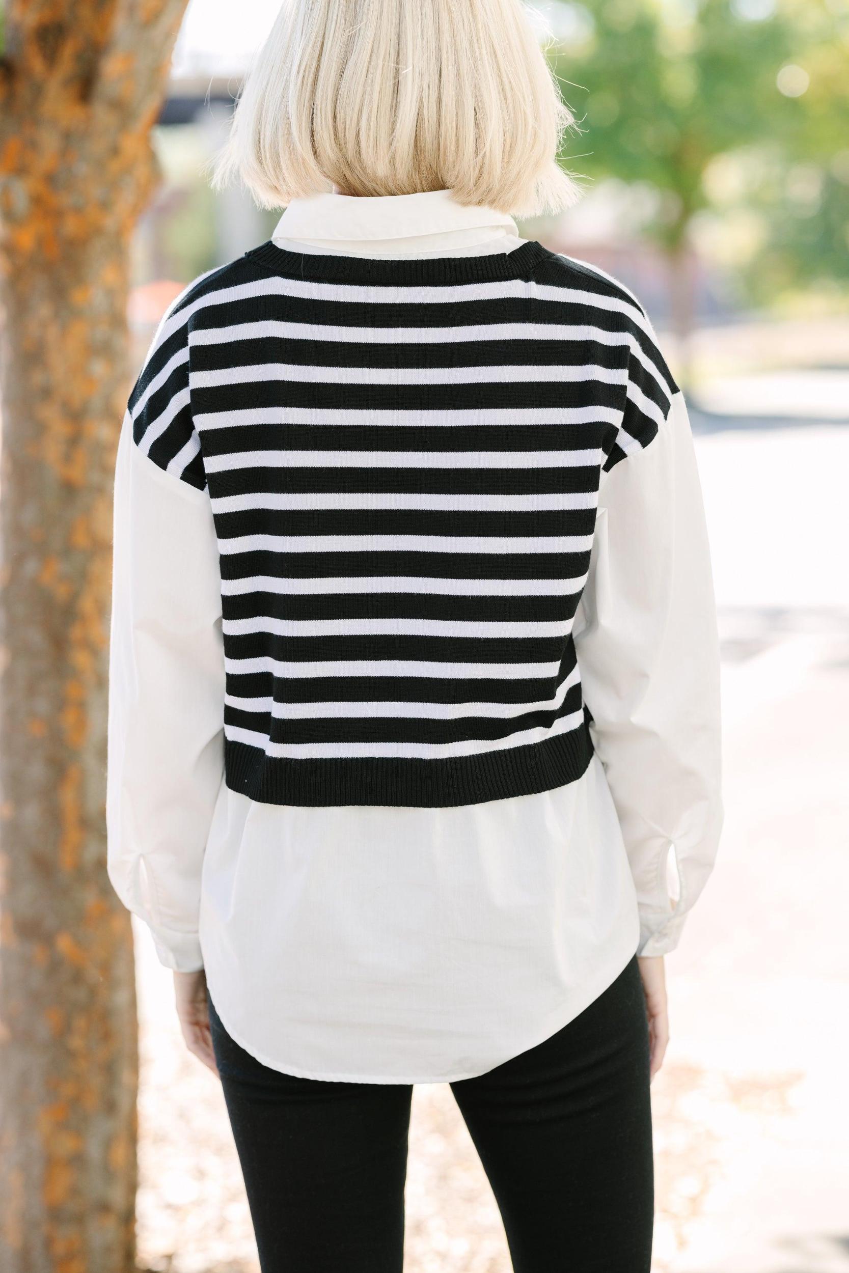 Precise Perfection Black Striped Sweater Female Product Image