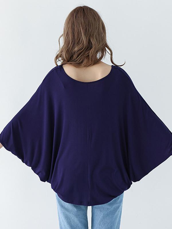Vintage Loose Round-Neck Batwing Sleeves Shirts Product Image