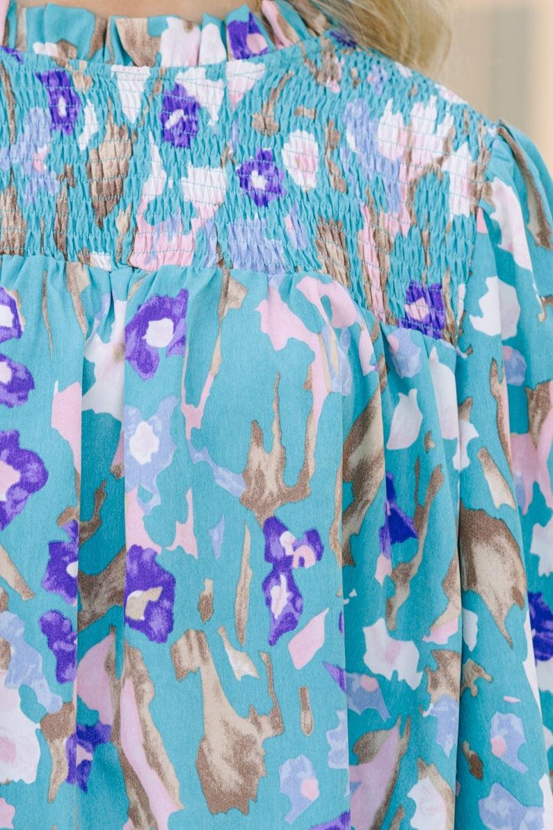 Raise Your Standards Teal Blue Floral Blouse Female Product Image