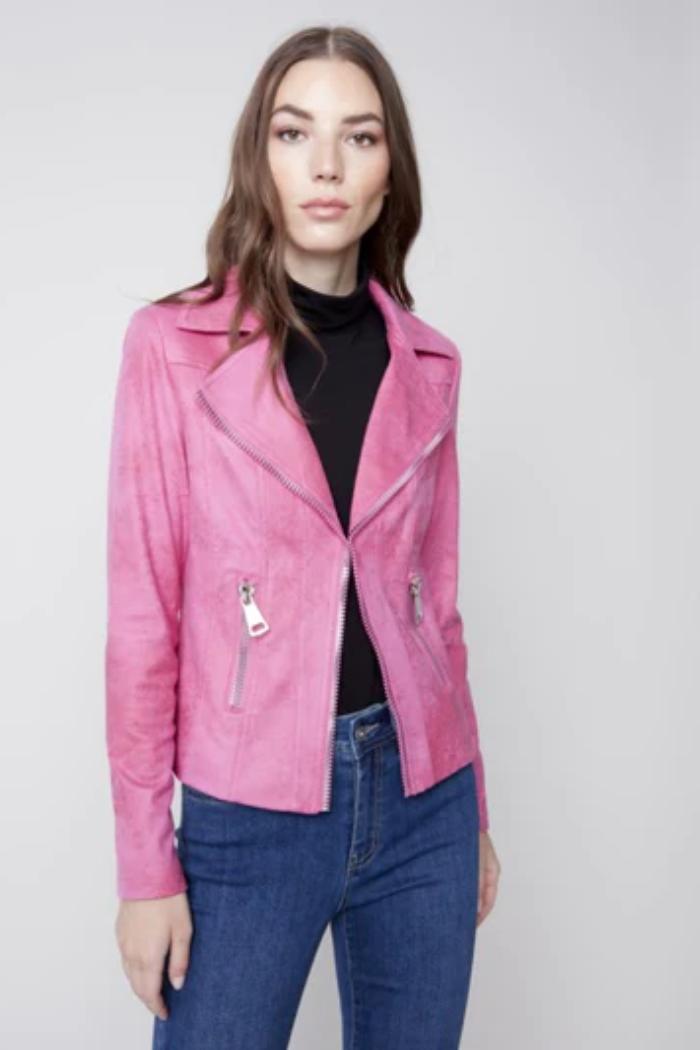 Vintage Faux Leather Perfecto Jacket Orchid Product Image