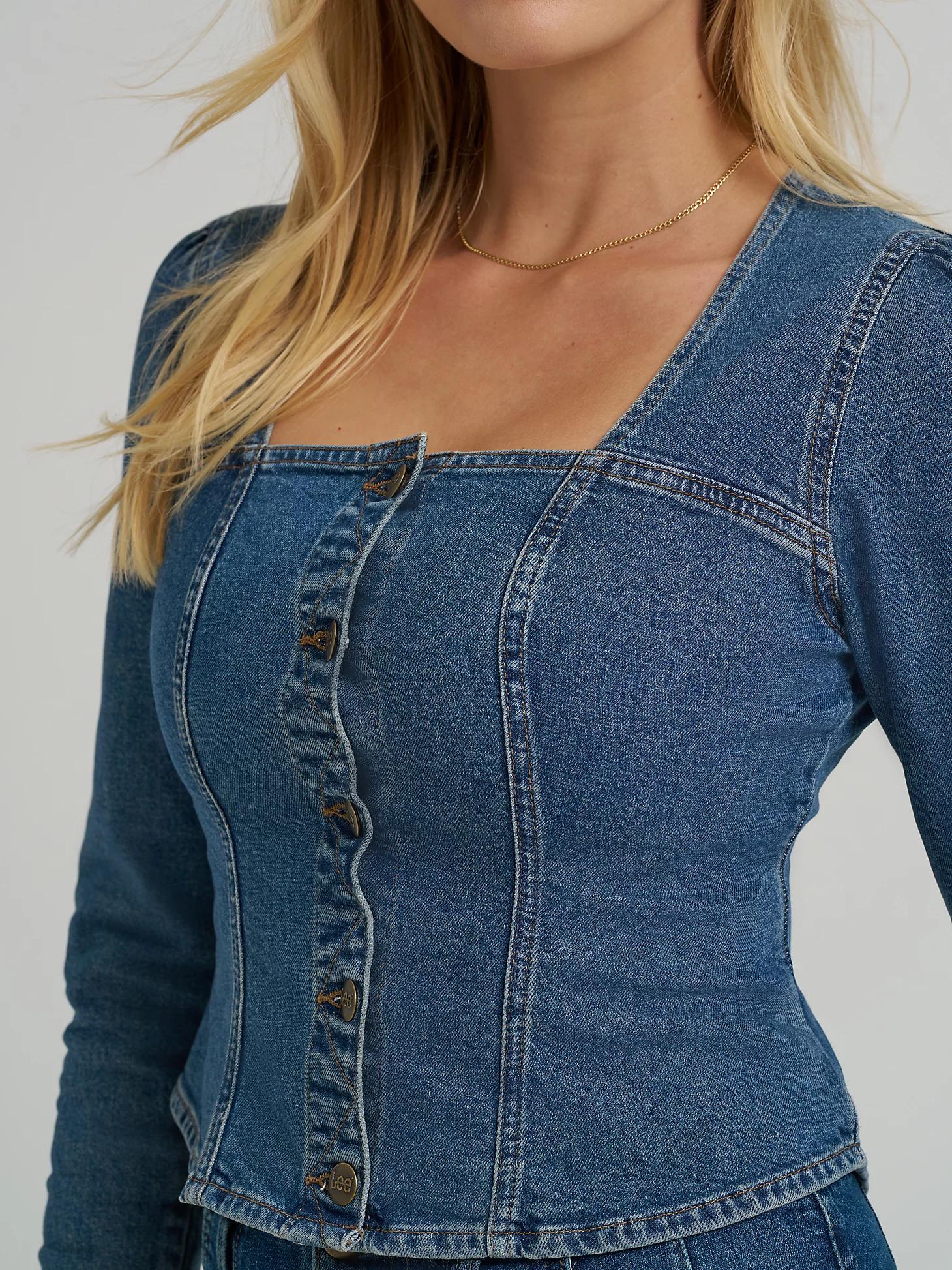 Women's Square Neck Denim Button Down Shirt | Women's Tops & Tees | Lee® Product Image