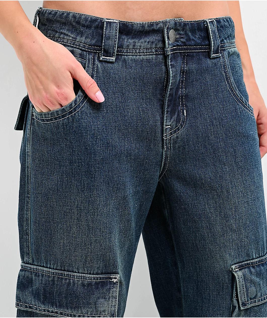 A.LAB Ether Blue Cargo Flare Jeans Product Image