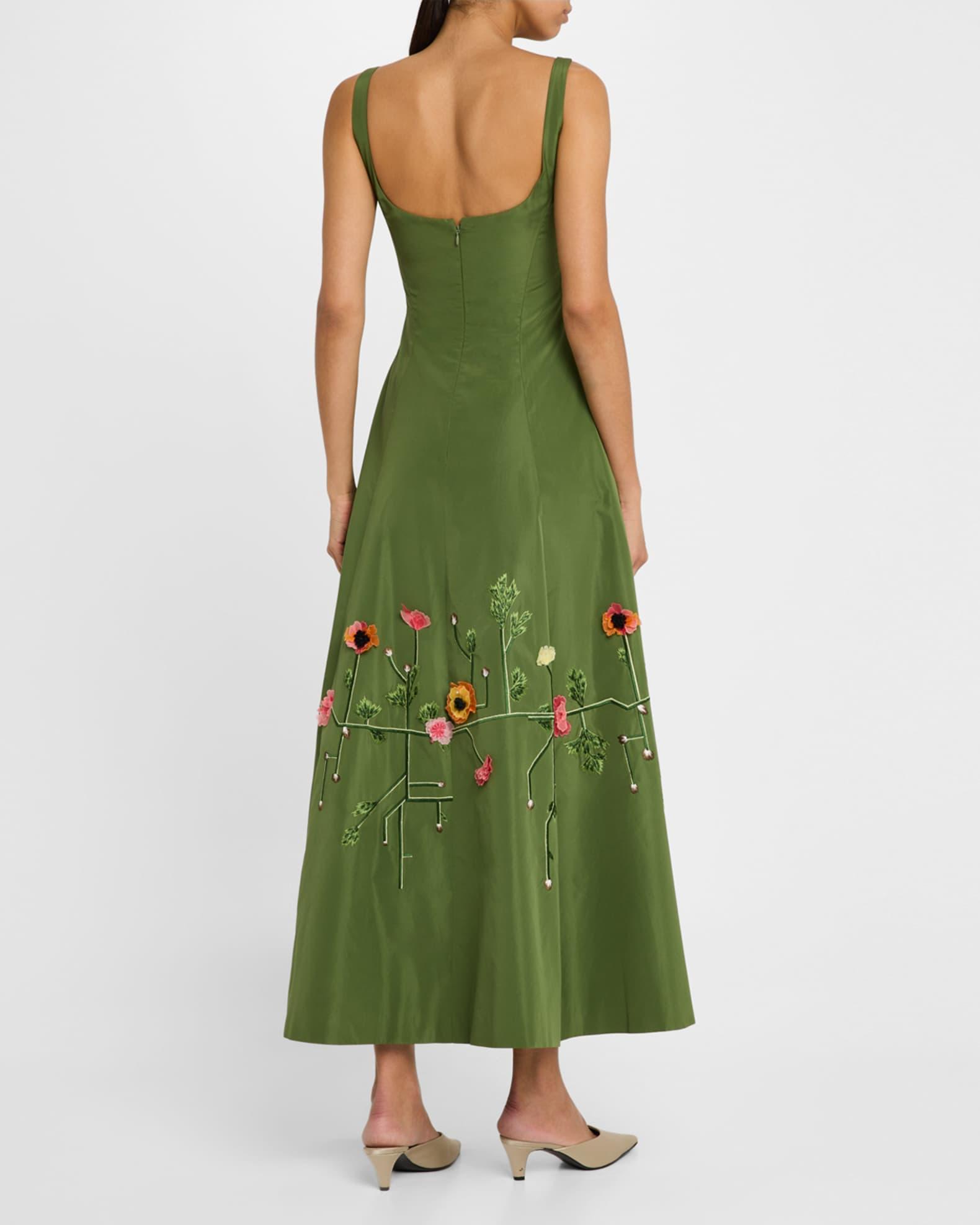 Floral Embroidered Sleeveless Midi Dress Product Image