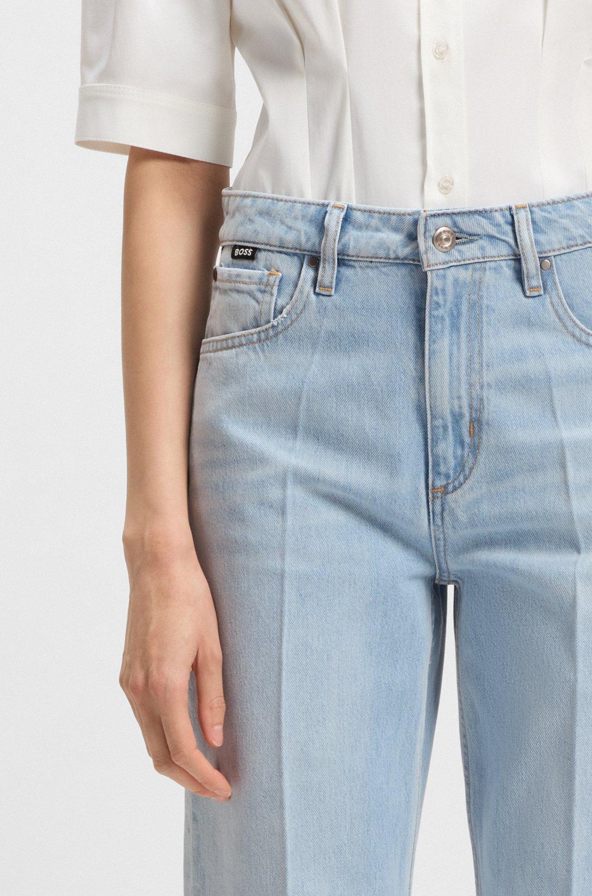 Wide-leg jeans in blue rigid denim Product Image