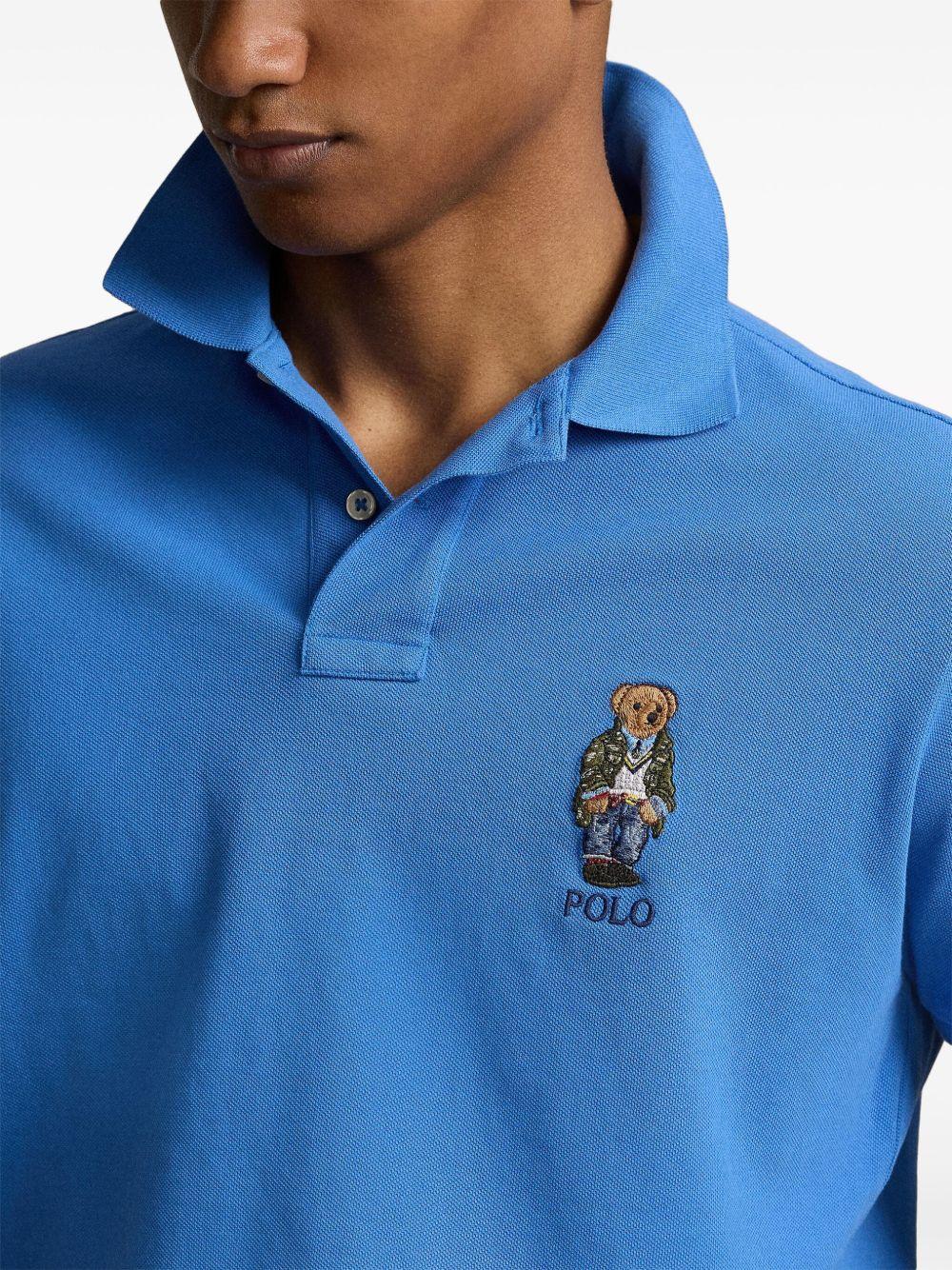 Polo Bear-embroidered cotton polo shirt Product Image