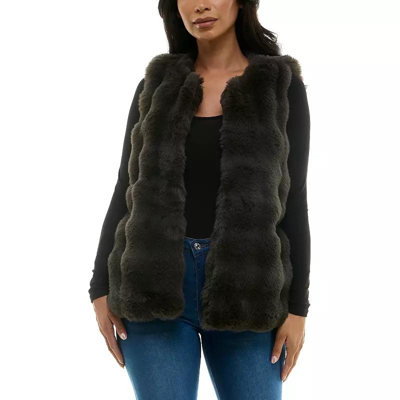 Women's Nina Leonard Collared Faux Fur Vest,  Product Image