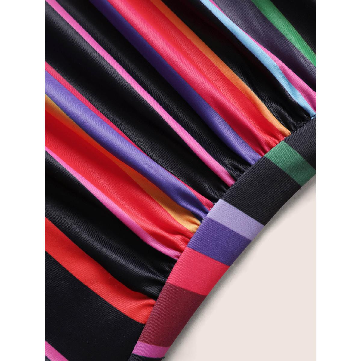 Plus Size Contrast Striped Tie Knot One Piece Swimsuit Women's Swimwear Multicolor Beach Tie knot Curve Bathing Suits High stretch One Pieces BloomChic 28/5X Product Image