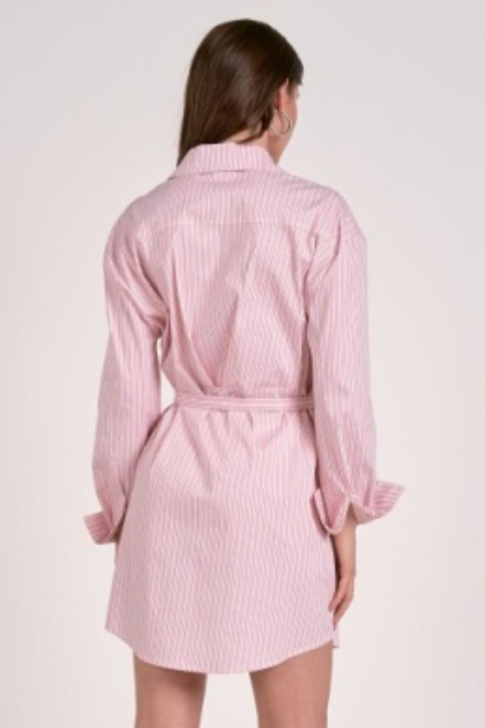 BUTTON SHIRT DRESS W/ TIE Product Image