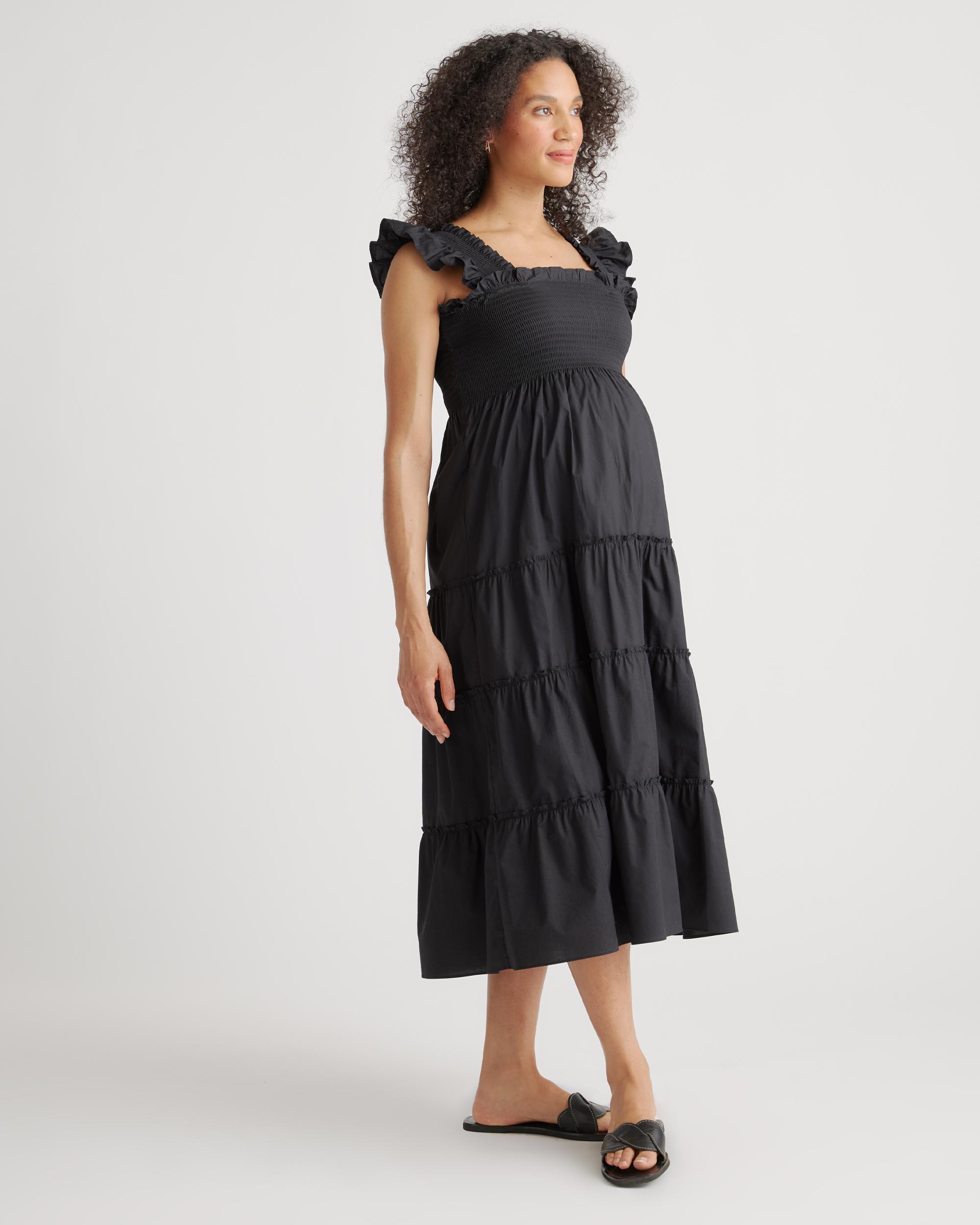 Quince | Women's Poplin Maternity Smocked Midi Dress Size XS, Organic Cotton Product Image