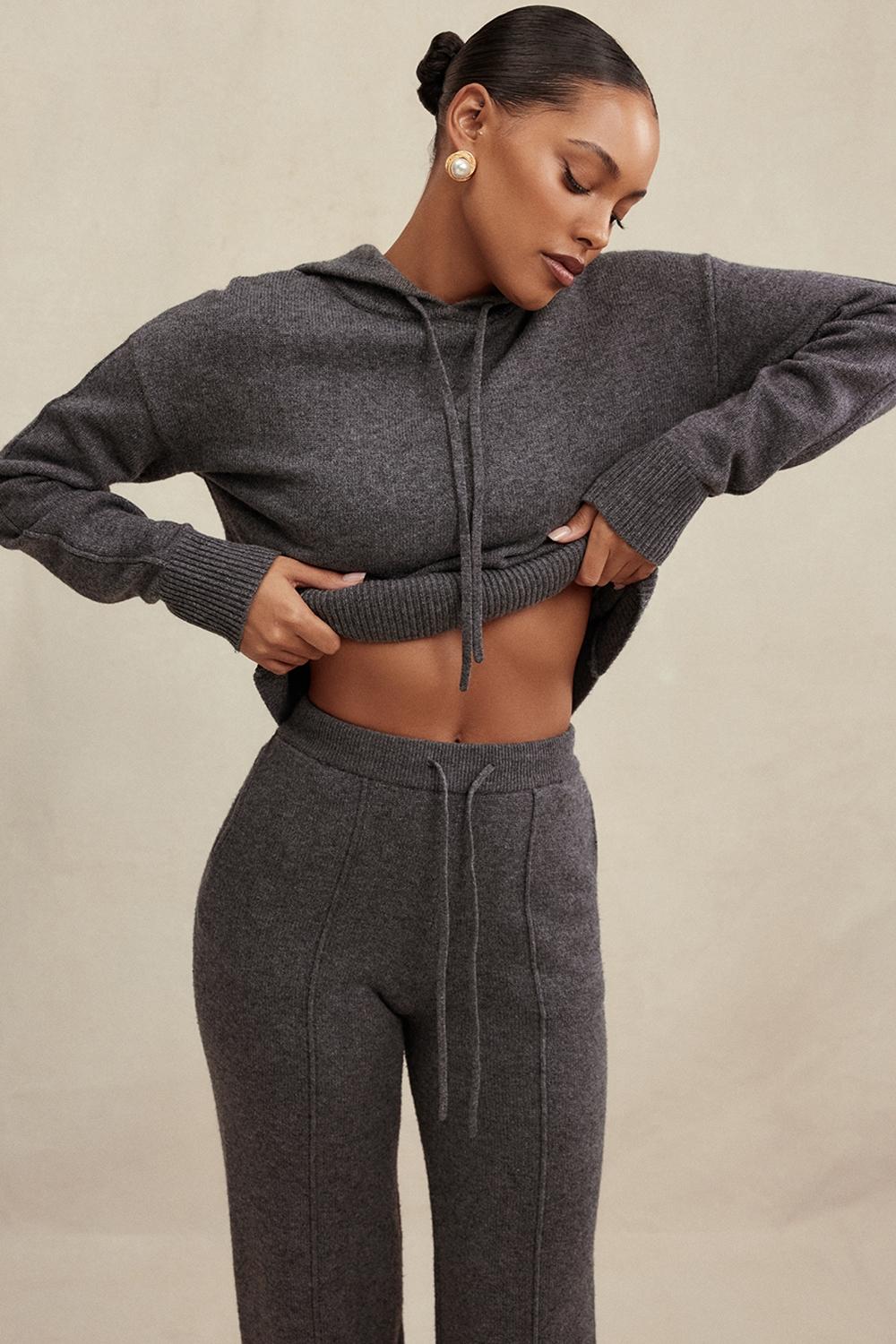 Jionni  charcoal cashmere blend hoodie - sale Product Image