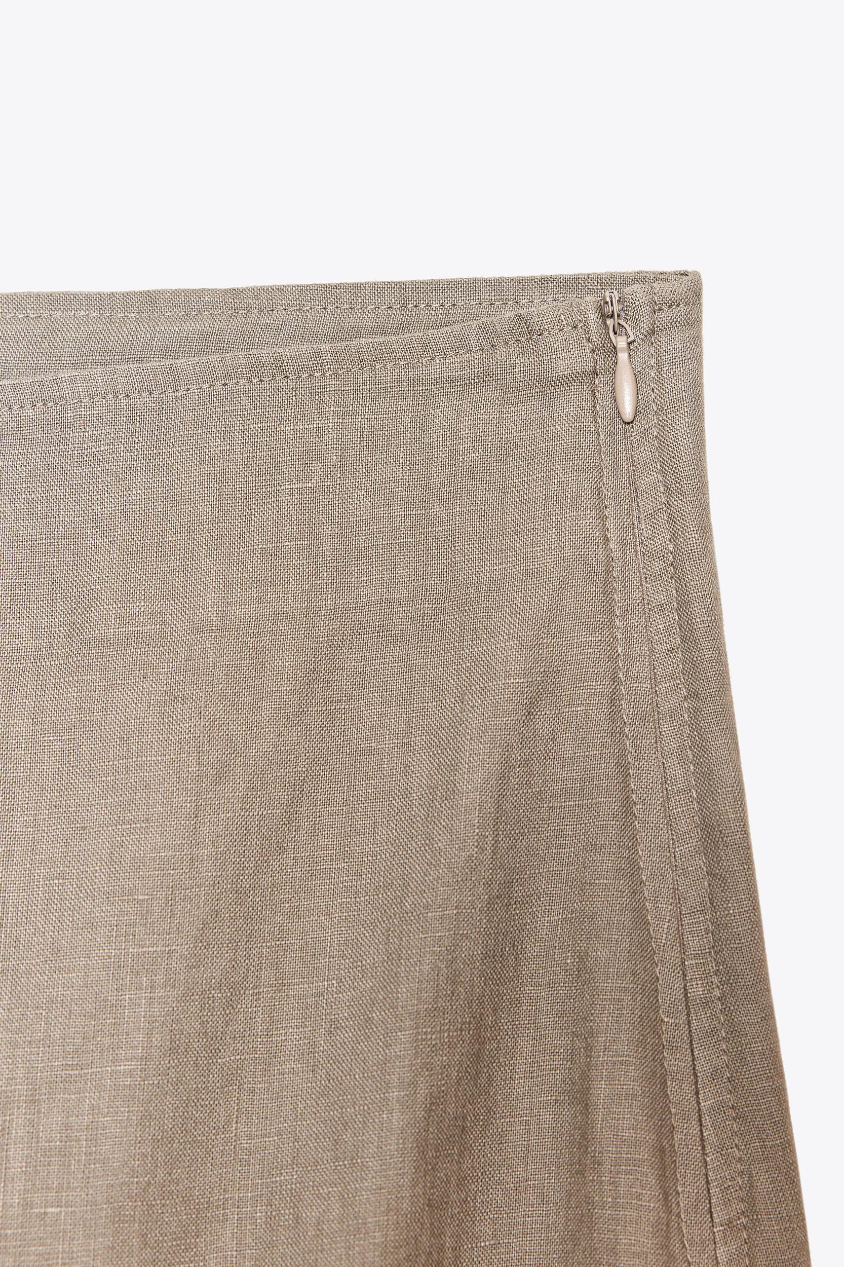 100% LINEN MIDI SKIRT ZW COLLECTION Product Image