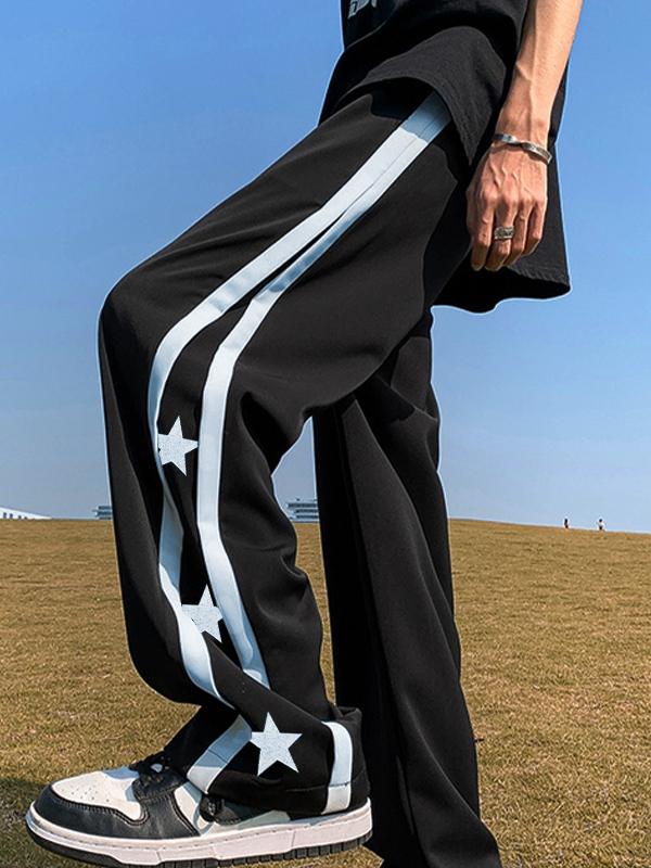 Men's Star Print Piping Detail Sweatpants Product Image