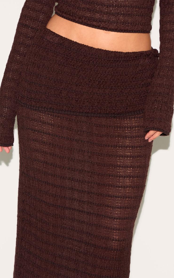 Chocolate Fold Over Textured Knit Skirt Product Image