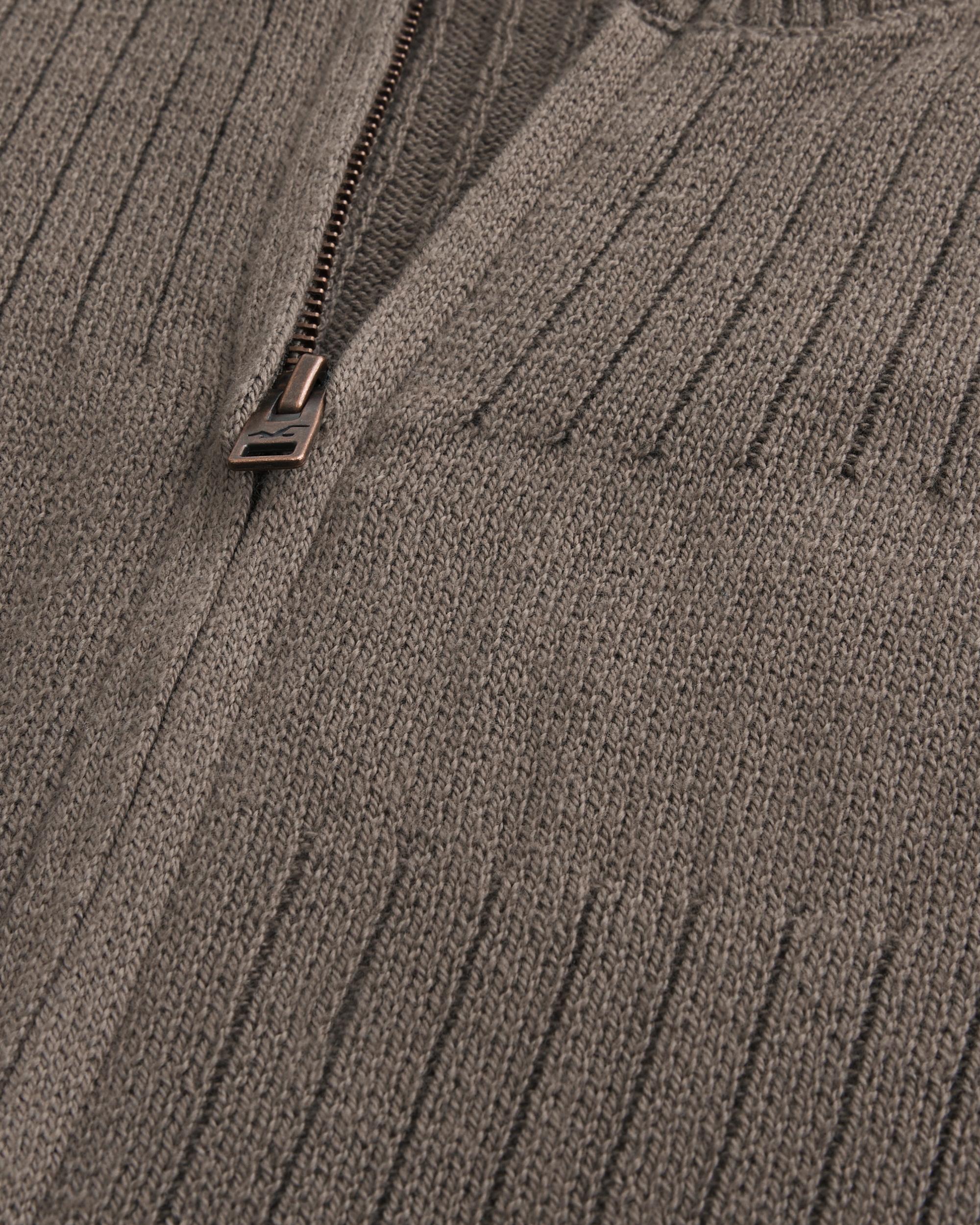 Shrunken Ribbed Zip-Up Sweater Product Image