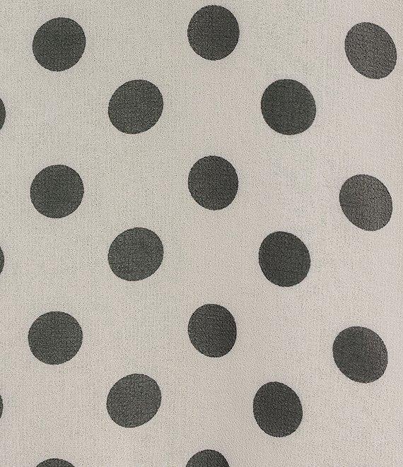 KARL LAGERFELD PARIS Crepe Dotted V-Neck Sleeveless Ruffle Blouse Product Image