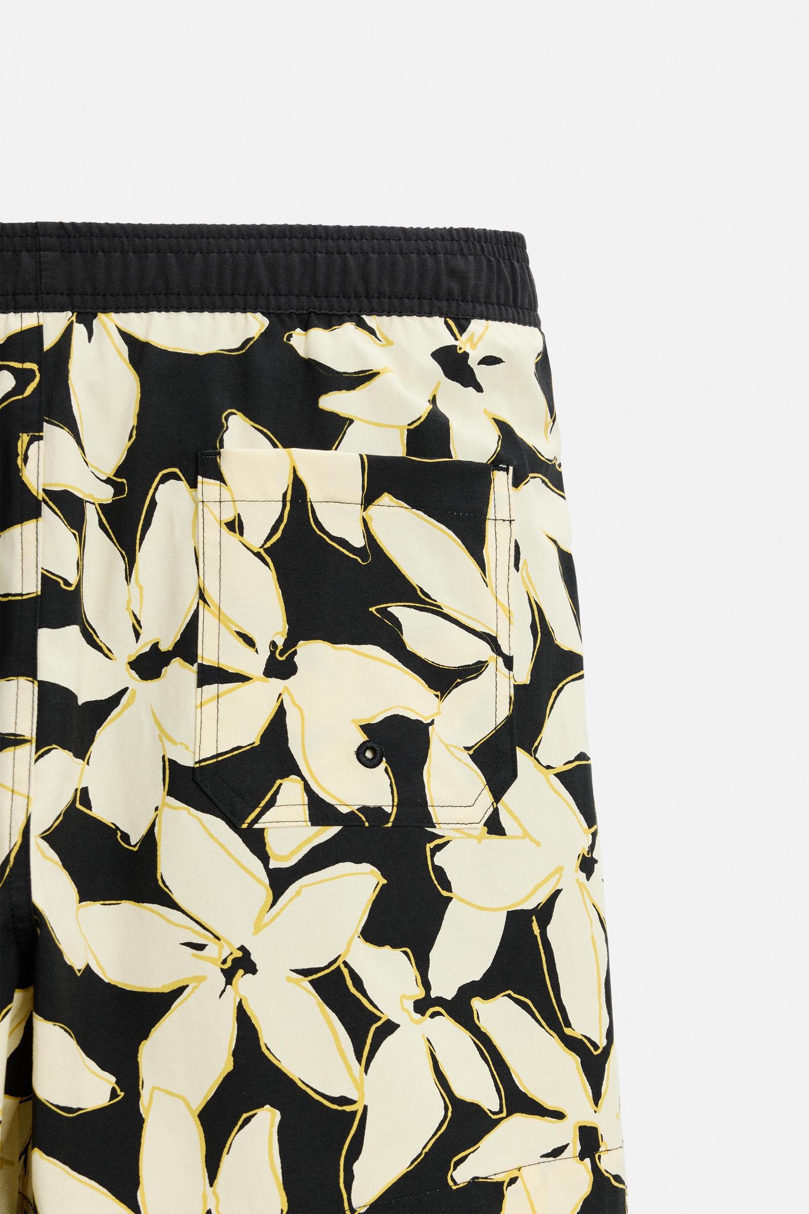 FLORAL PRINT LONG SWIMMING TRUNKS Product Image