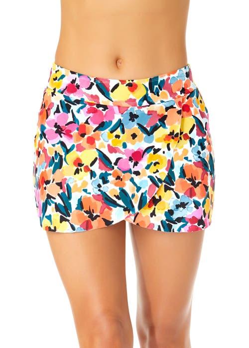 Anne Cole Women's Gradient Floral Drape Front Mid Rise Swim Skirt Bottom Product Image