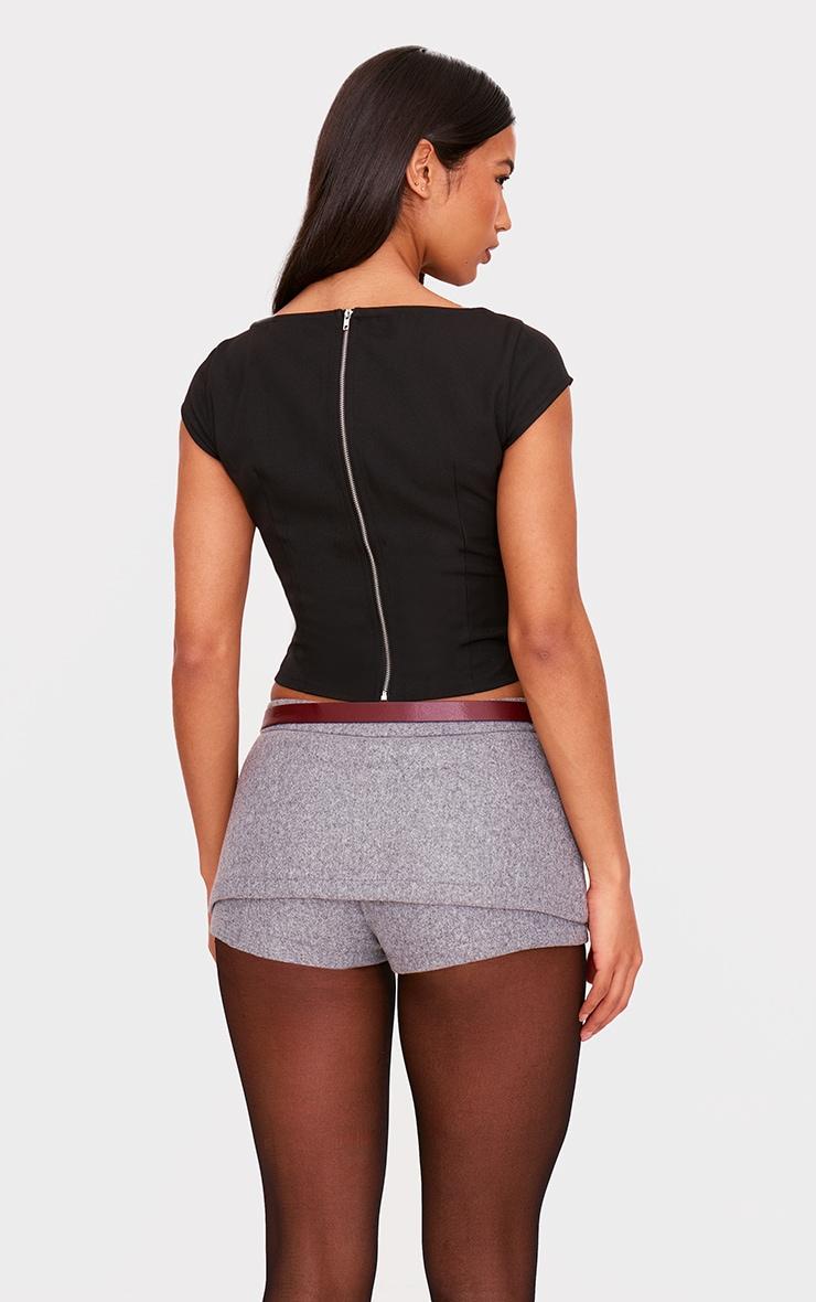 Black Woven Boatneck Top Product Image