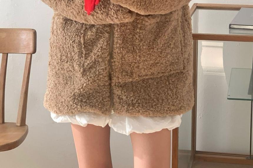 Round Neck Fleece Coat Product Image