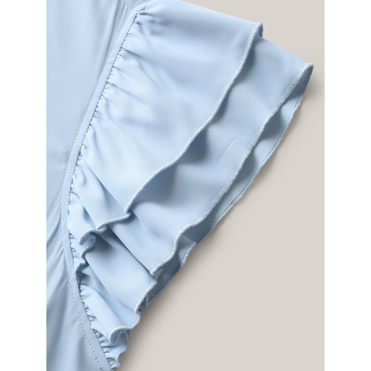 Plus Size Twist Front Woven A-Line Midi Dress LightBlue Women Timeless V-neck Sleeveless Curvy BloomChic 28/5X Product Image