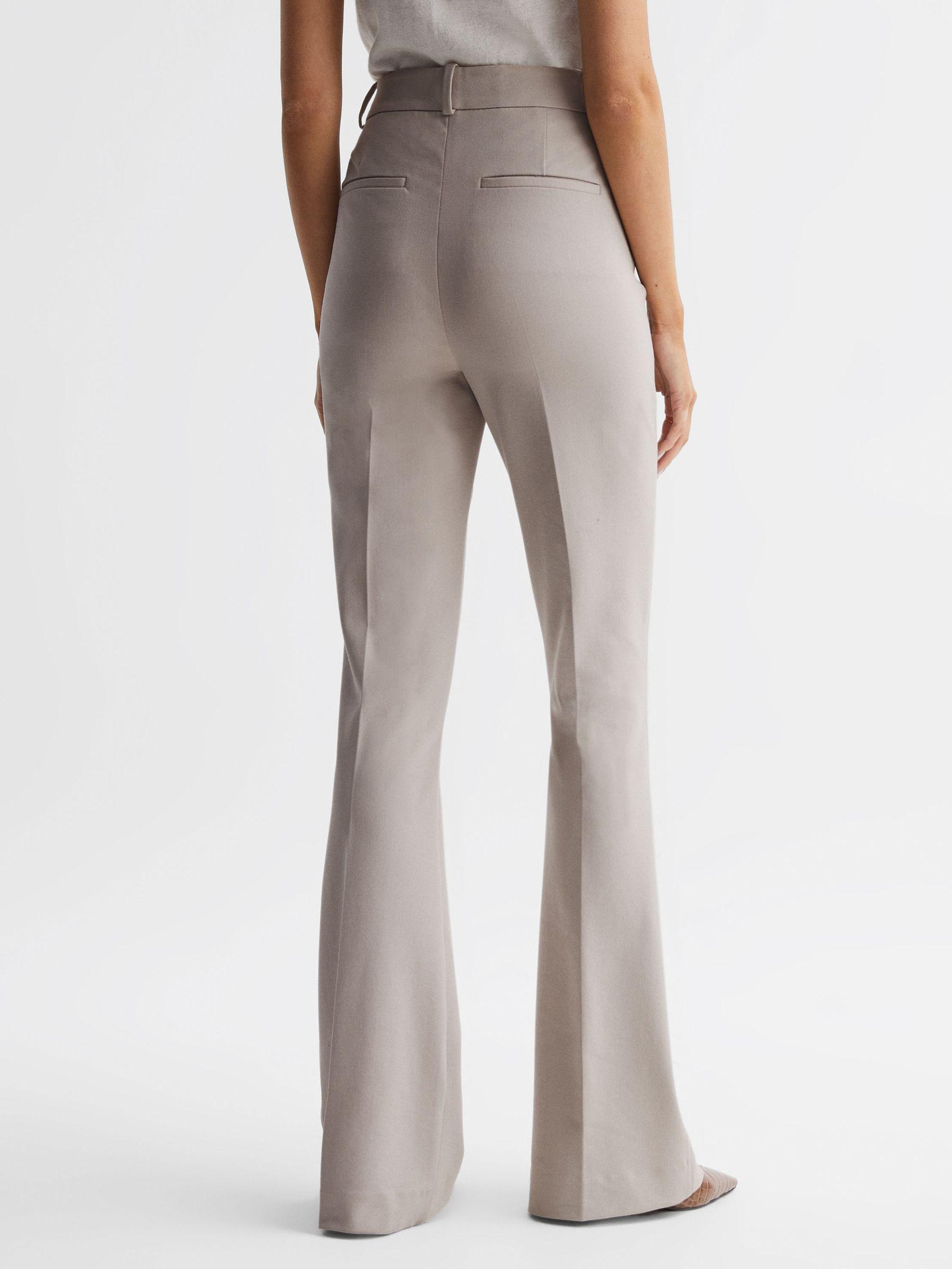 Flared High Rise Trousers in Neutral Product Image