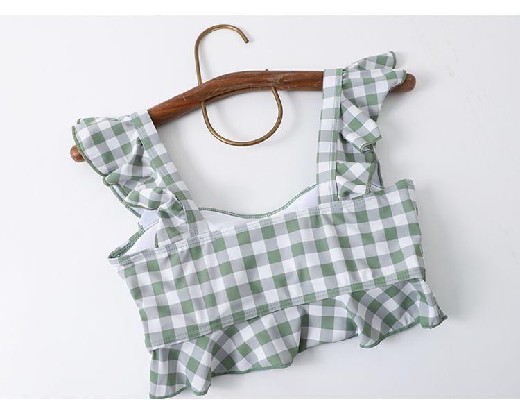 Set: Ruffle Trim Tankini Top + Asymmetrical Swim Skirt Product Image