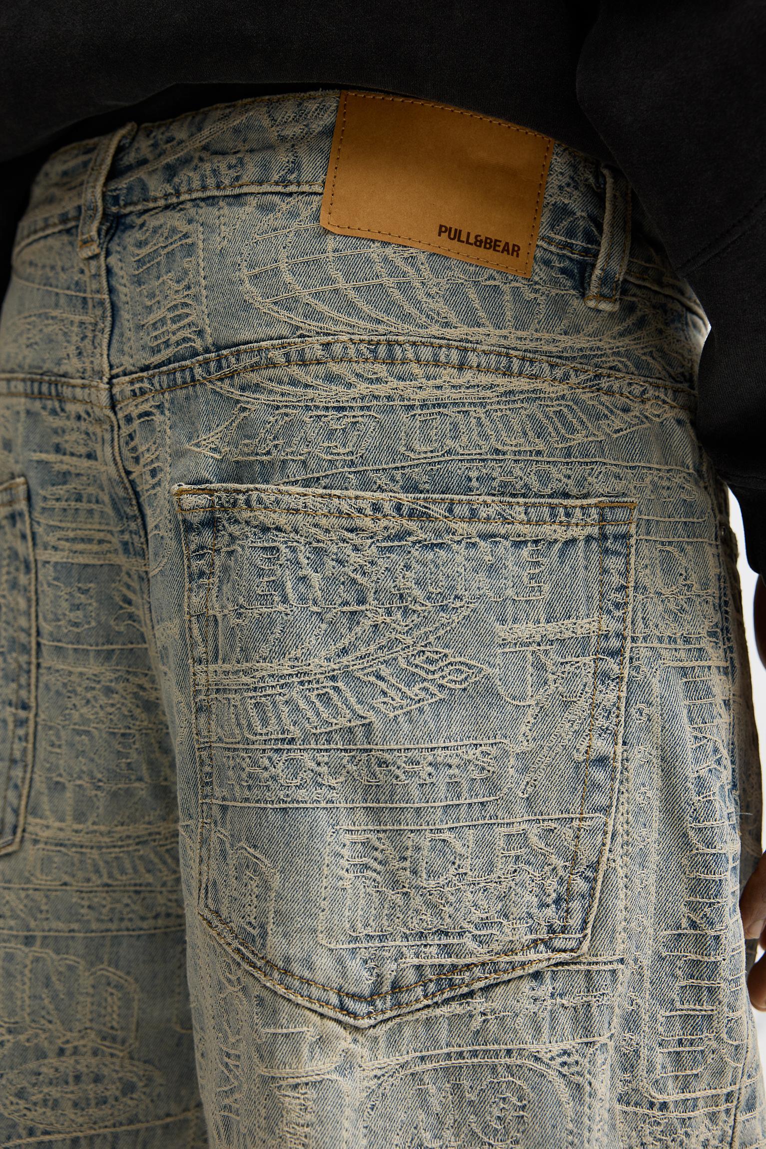 Baggy jacquard jeans Product Image