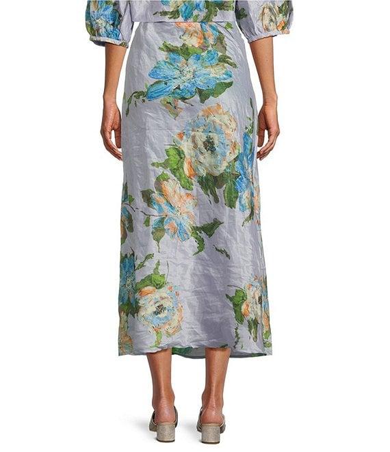 Bryn Walker Memory Crunch Taffeta Bias Printed A-Line Pull-On Coordinating Skirt Product Image