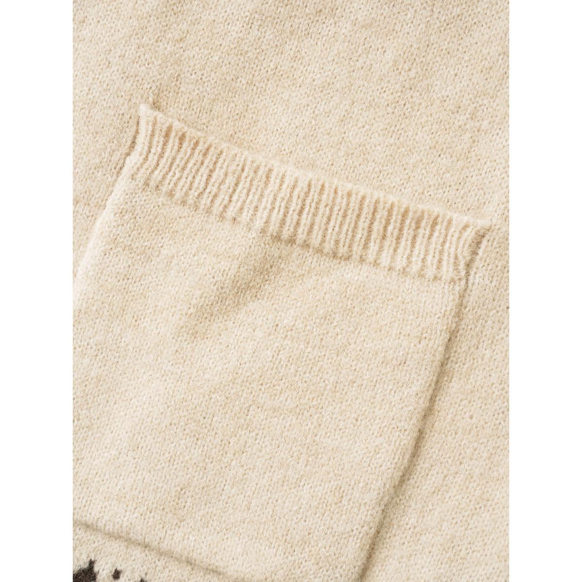 Plus Size Supersoft Essentials Bandana Jacquard Pocket Cardigan DarkBrown Women Leisure Loose Long Sleeve Casual Cardigans BloomChic 28/5X Product Image