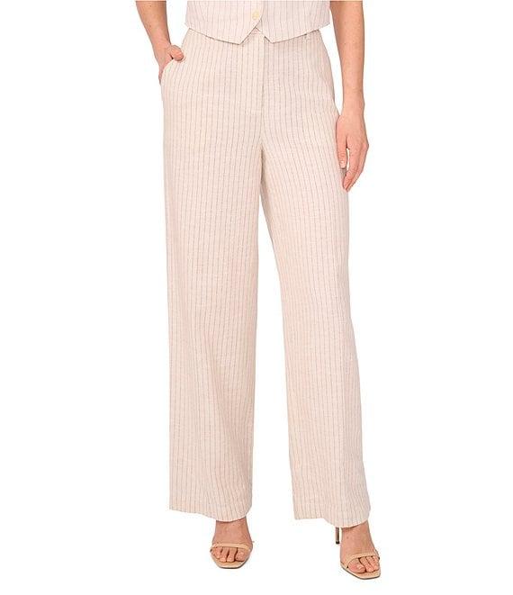 Vince Camuto Linen Blend Wide Leg Striped Pants Product Image
