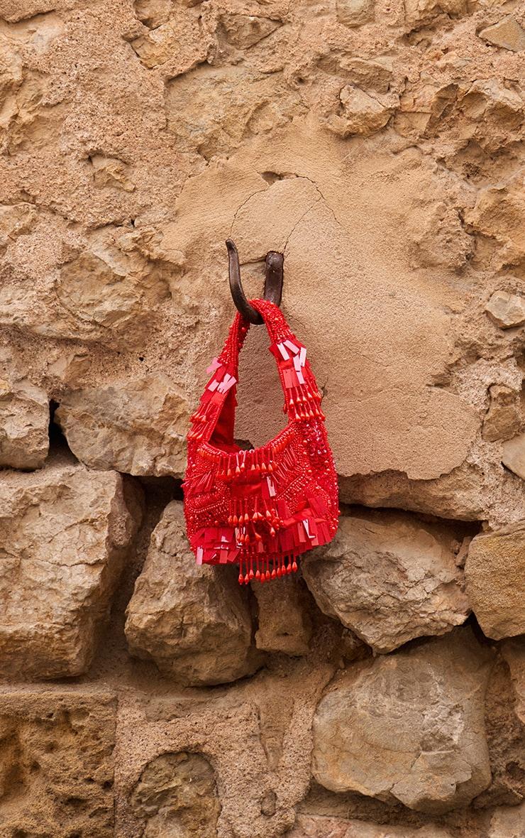 Bright Red Ornate Sequin Beaded Bag Product Image