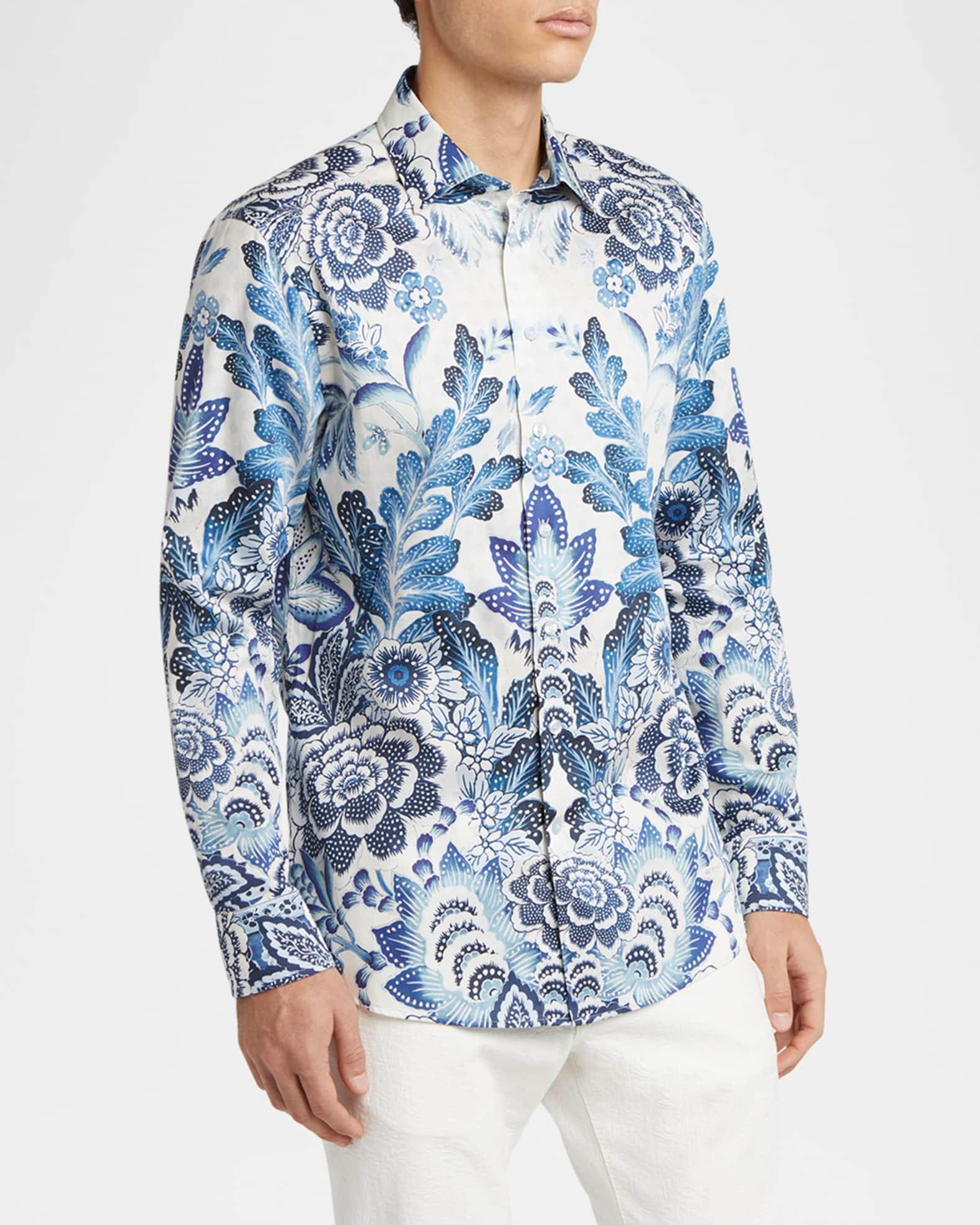 Men's Cotton Abstract Palm Sport Shirt Product Image