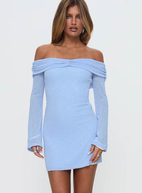 Stellaire Long Sleeve Mini Dress Blue Product Image