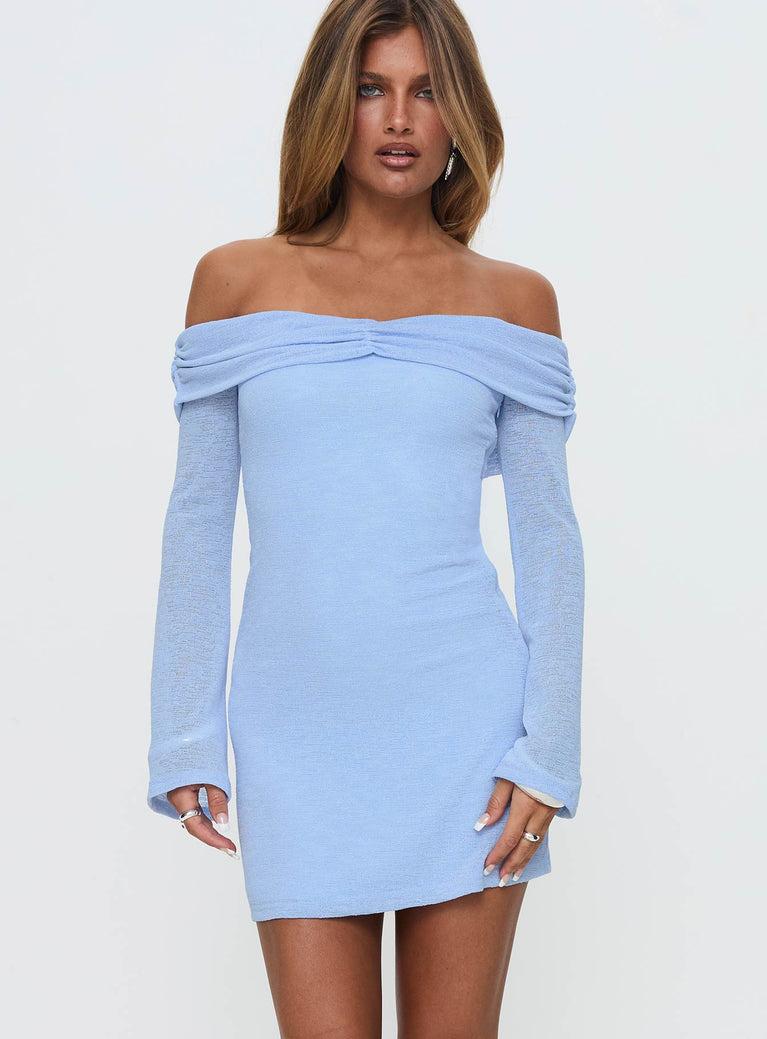 Stellaire Long Sleeve Mini Dress Blue Product Image