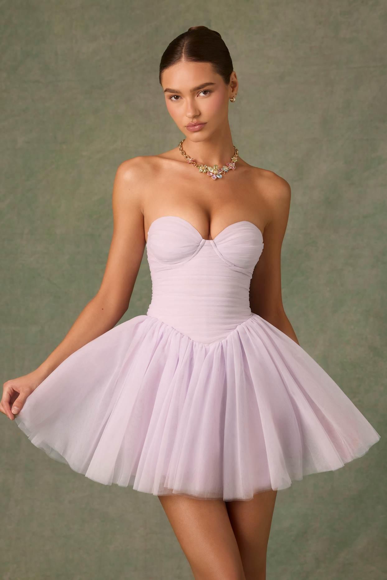 Tulle Corset Mini Dress in Lilac Product Image