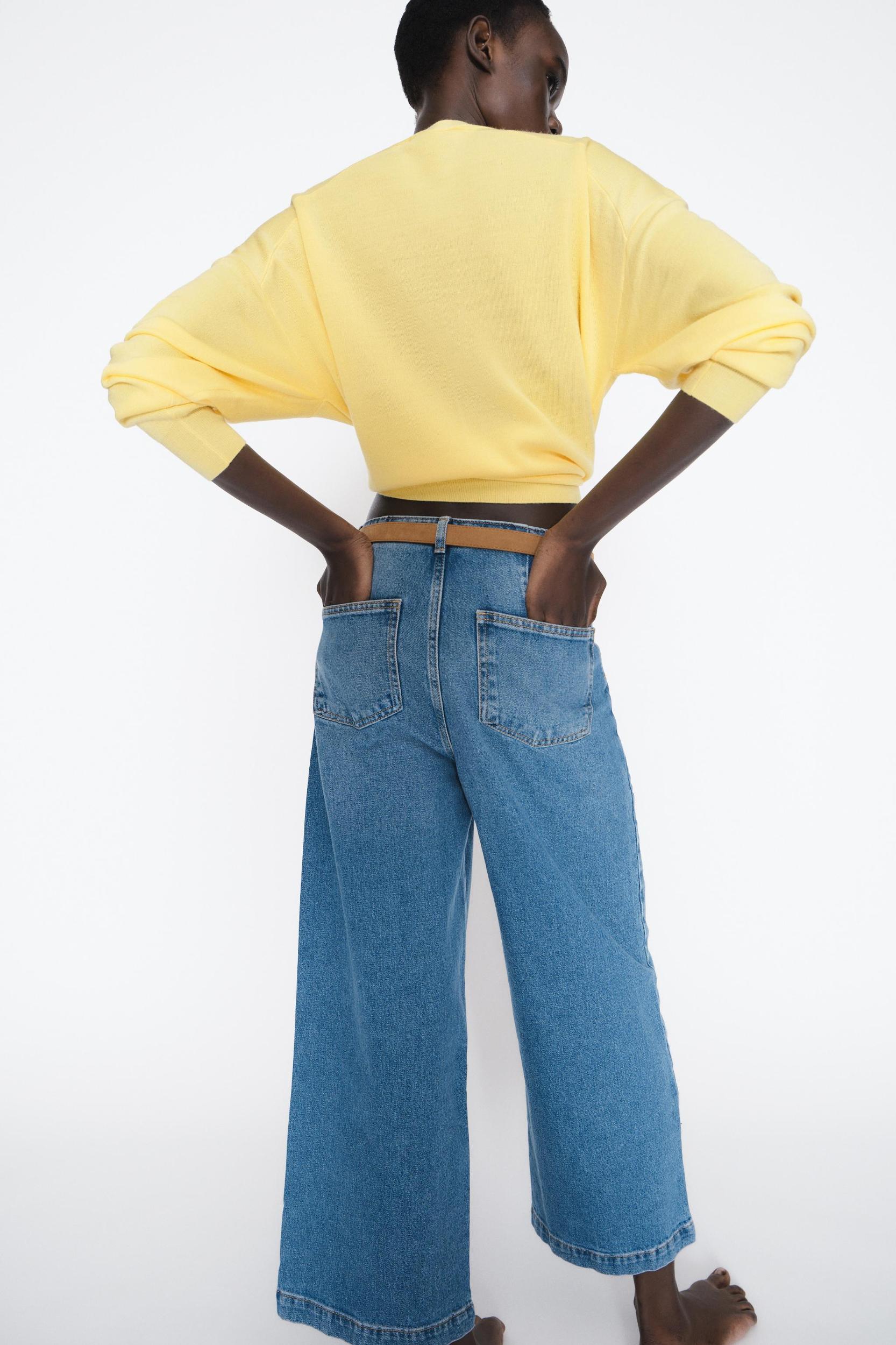 Z1975 BELTED HIGH RISE CROPPED WIDE LEG JEANS Product Image