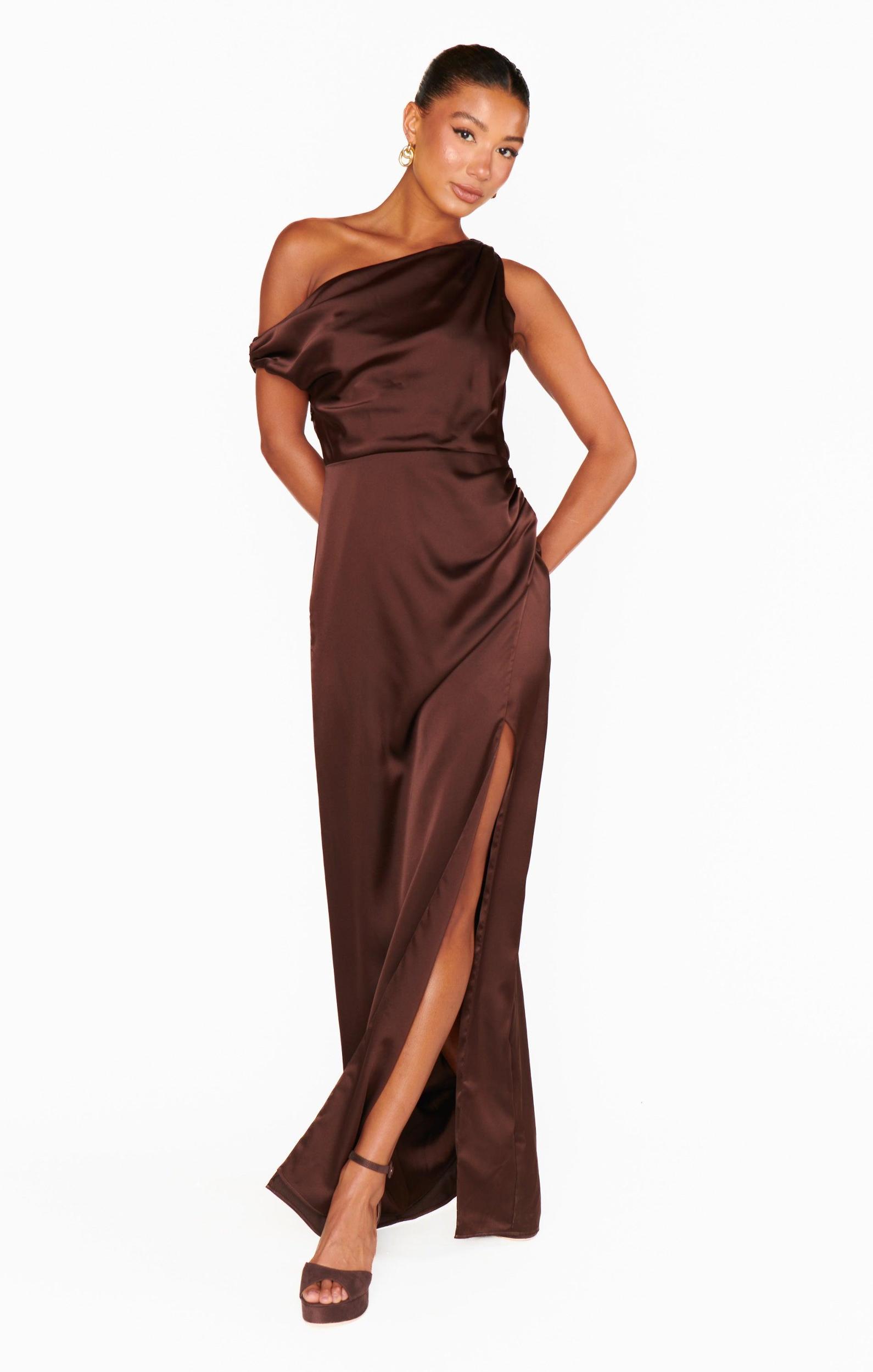 Jodie Dress ~ Chocolate Luxe Satin Product Image