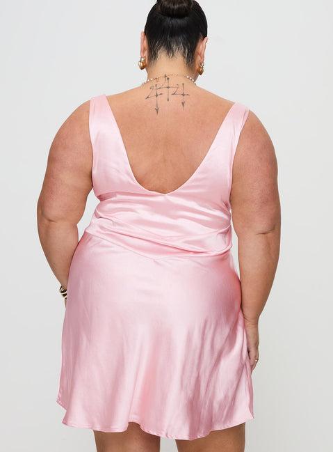 Birdette Plunge Mini Dress Pink Product Image