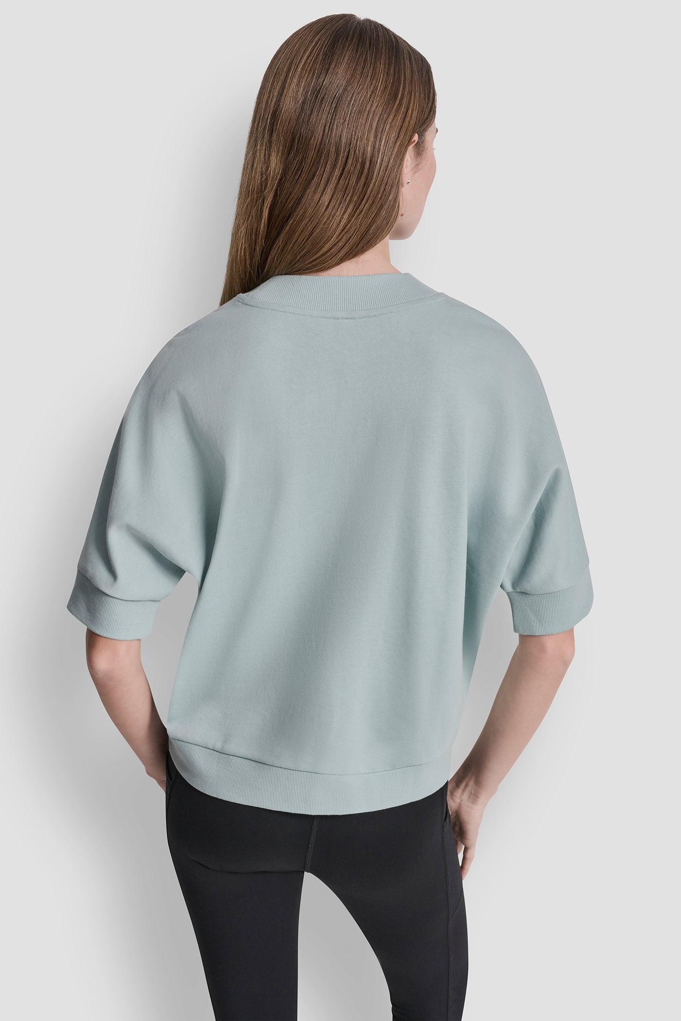 COTTON-BLEND TERRY SHORT SLEEVE LOGO HIGH-LOW TEE Product Image