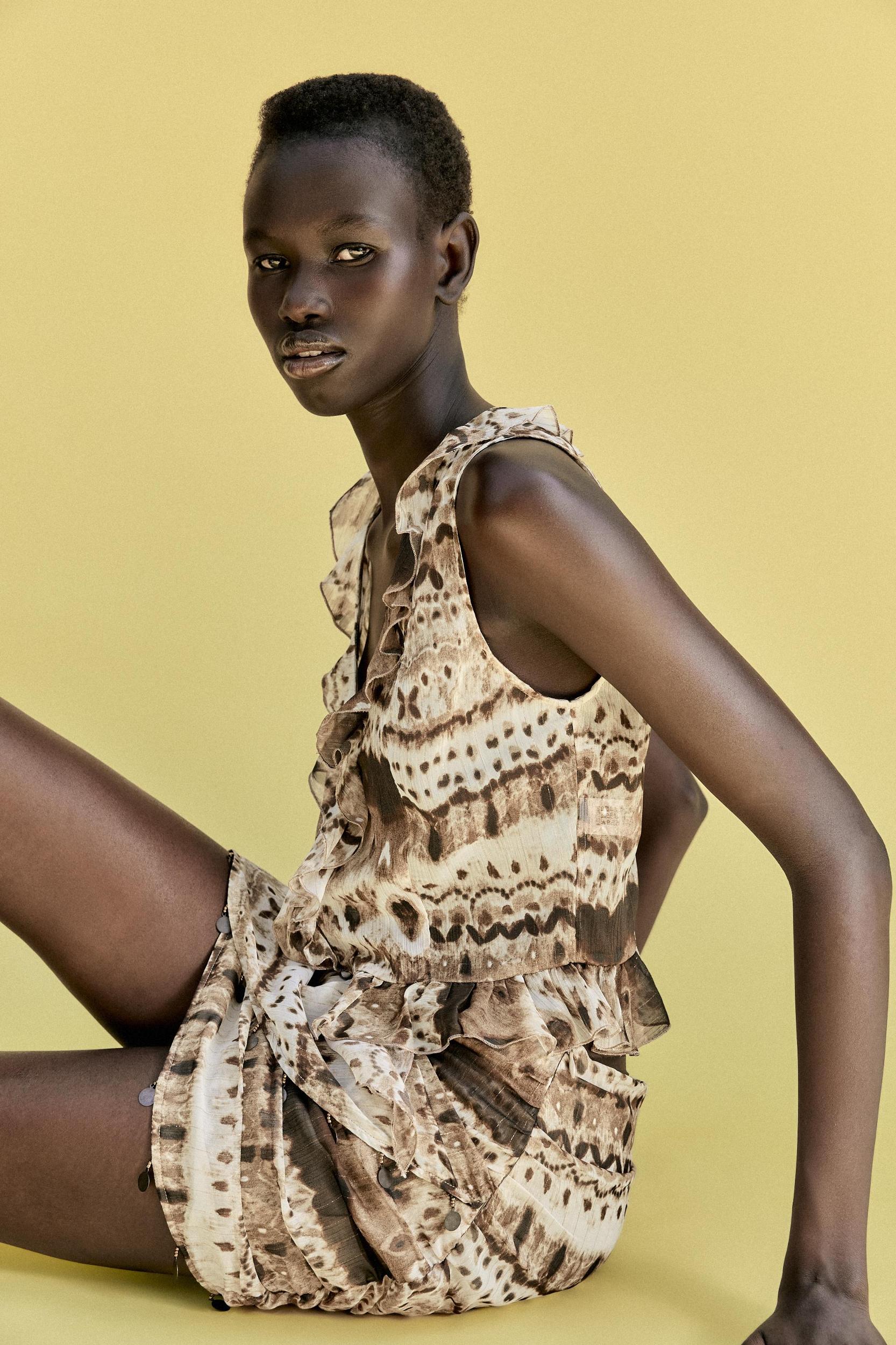 TIE-DYE BEADED MINI SKIRT Product Image