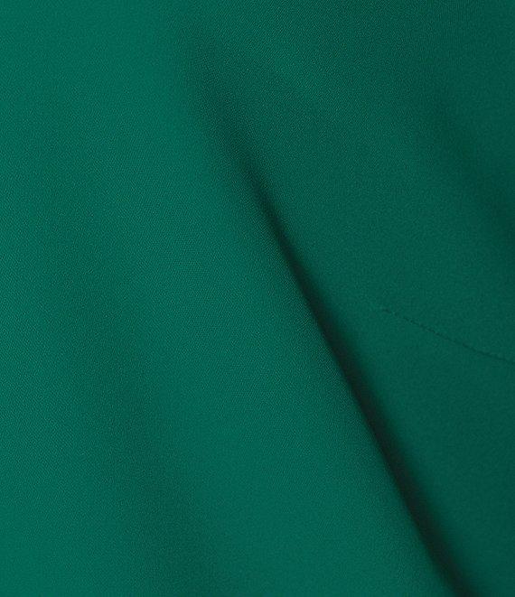 Caroline Rose Plus Size Julia Matte Crepe Round Neck 3/4 Ruffle Sleeve Shift Dress Product Image