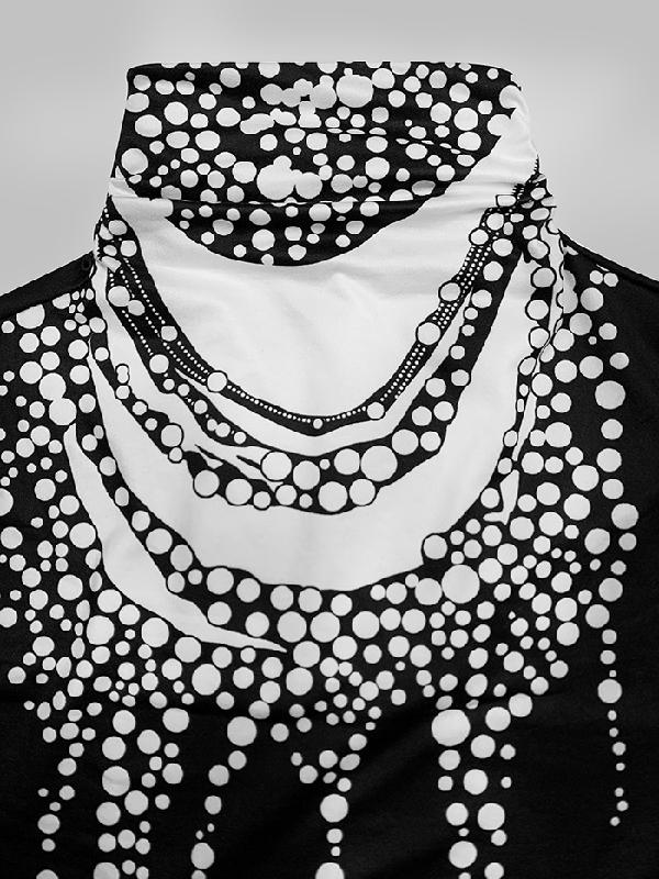 Long Sleeves Skinny Printed High-Neck T-Shirts Tops Product Image