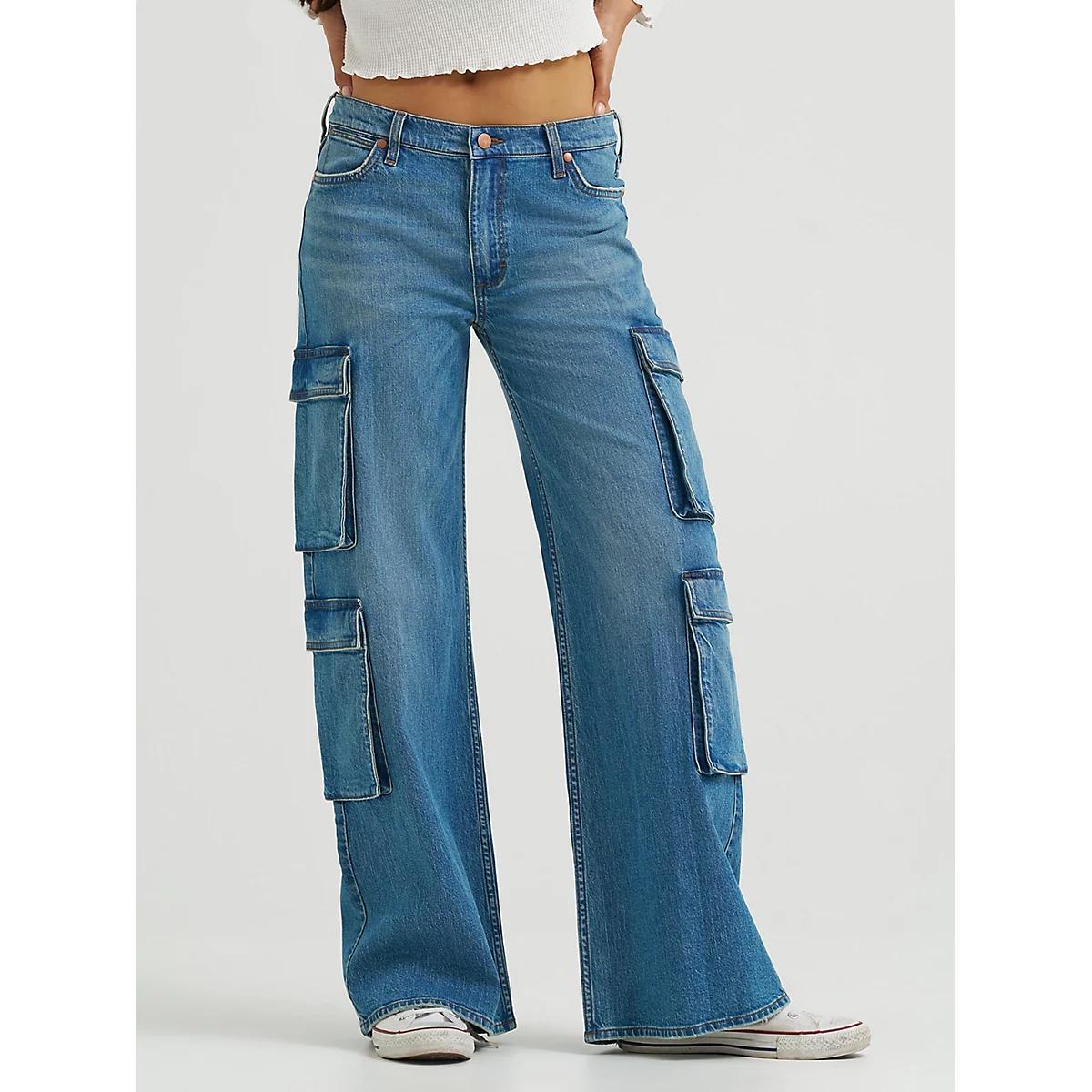 Women's Low Rise Baggy Cargo Jean in Azurite Product Image